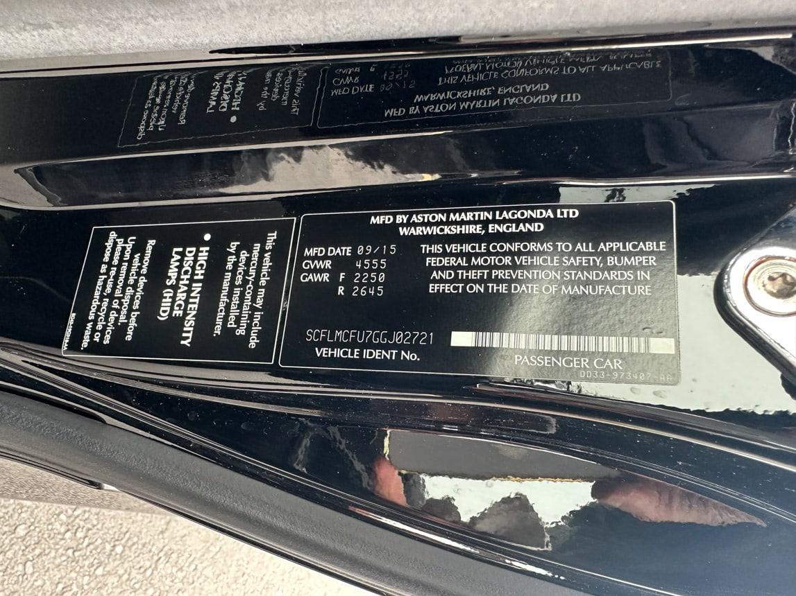 2016 Black Aston Martin Vanquish 4247