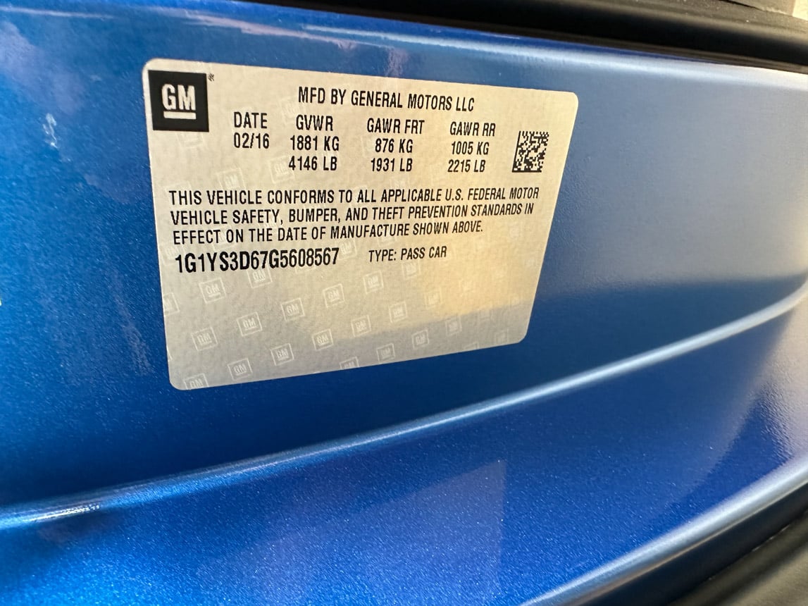 2016 Blue Corvette Z06 Convertible 7844